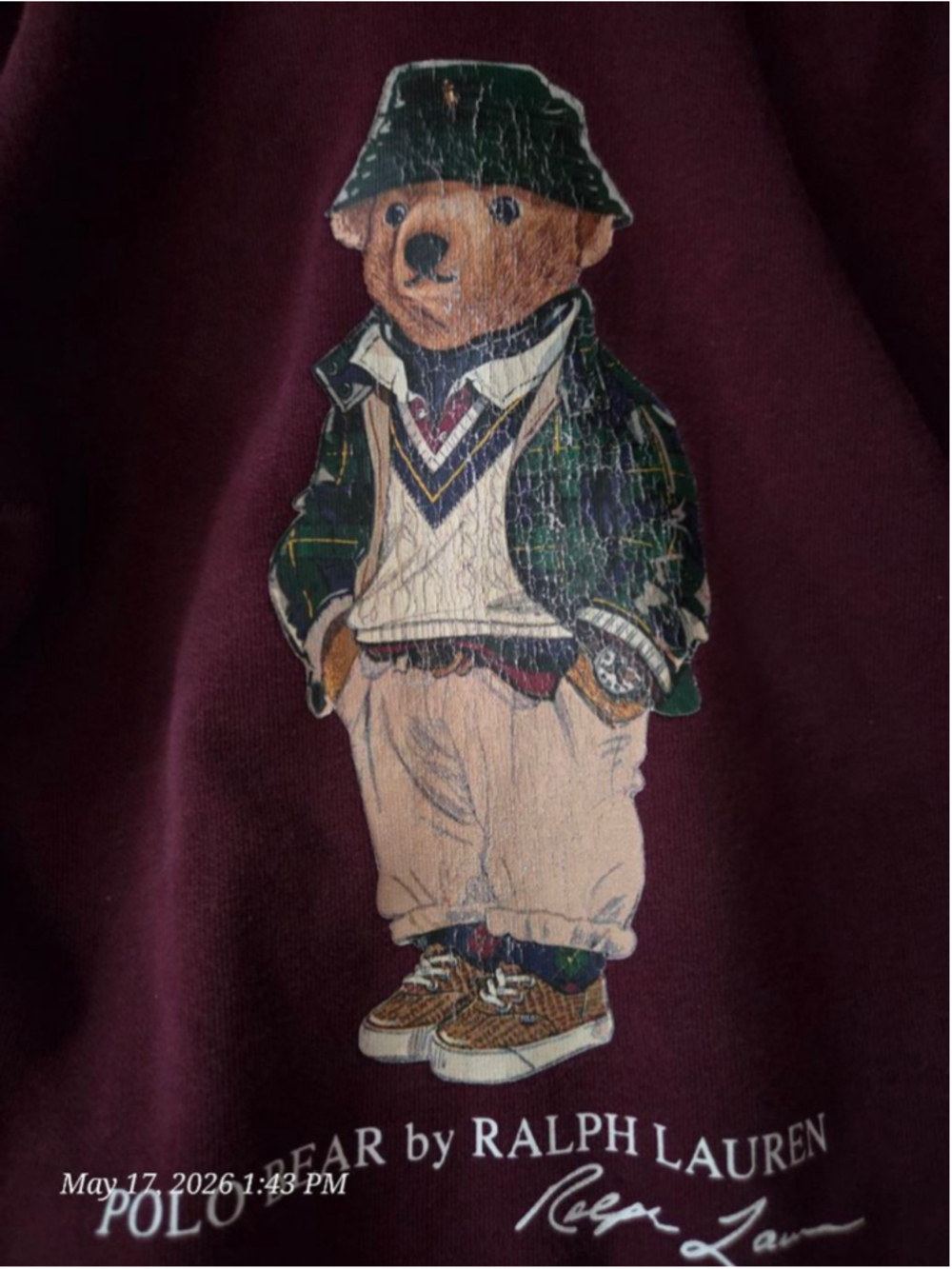 Boys Polo Ralph Lauren Hoodie Size 7 Burgundy Blue Yellow - Picture 3 of 5